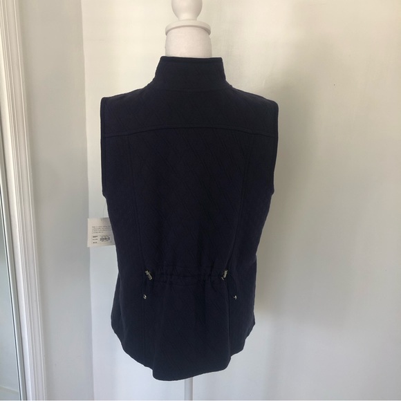 NEW! CROFT & BARROW Women’s Navy Mock Neck Sleeveless Full Zip Vest Sz L - Picture 4 of 13